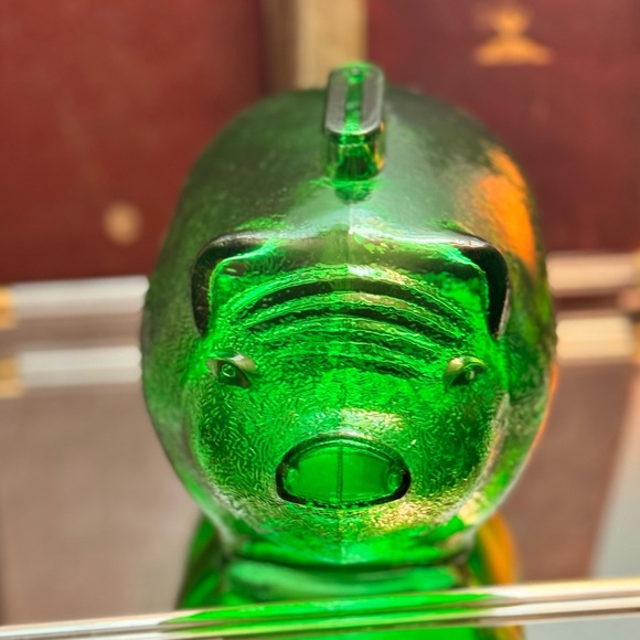 Vintage Anchor Hocking Green Depression Glass Piggy Bank - Picture 2 of 9